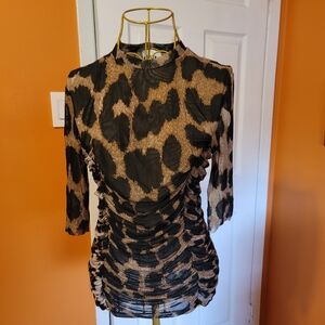 Leopard Print Long Sleeve Dress